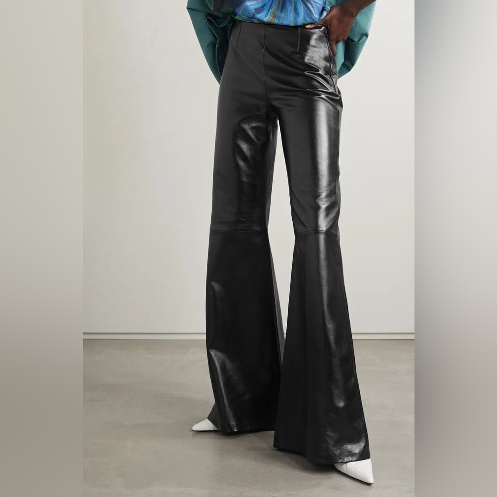 NWT Acne Studios Black Flare Lamb Leather Pants